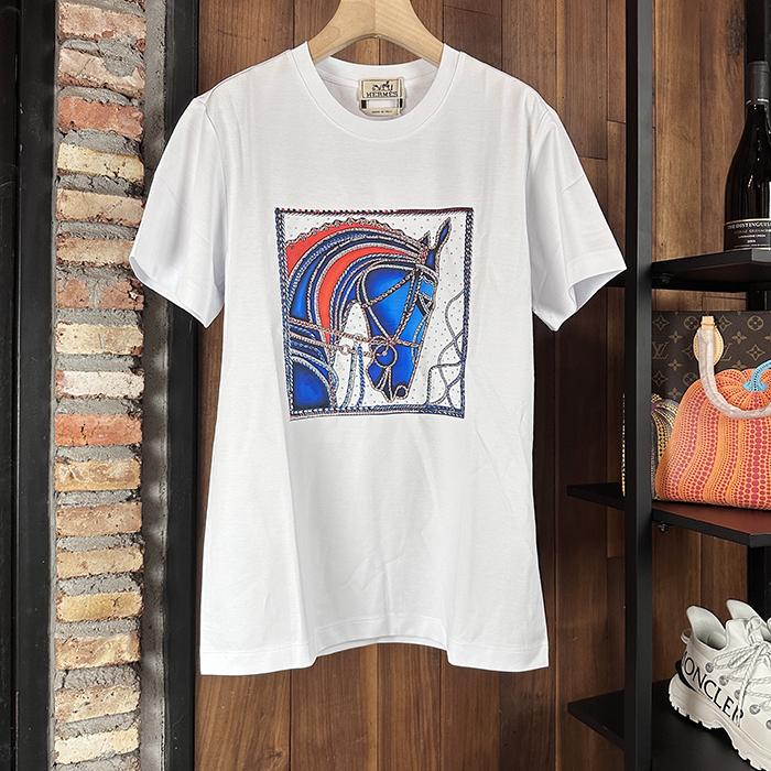  Short エルメスメンズ クルーネック 半袖Tシャツ Her0623x.Sizeホワイト