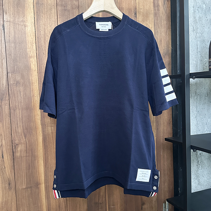 トムブラウン メンズ ネイビー 半袖Tシャツ -  - thc54x