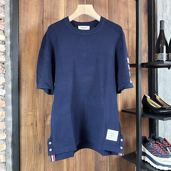 トムブラウン メンズ ネイビー 半袖Tシャツ -  - thc54x