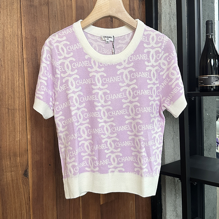 Short Sleeved  Pink - シャネルユニセックス LOGO コットン 半袖Tシャツ Cnl0680x ピンク