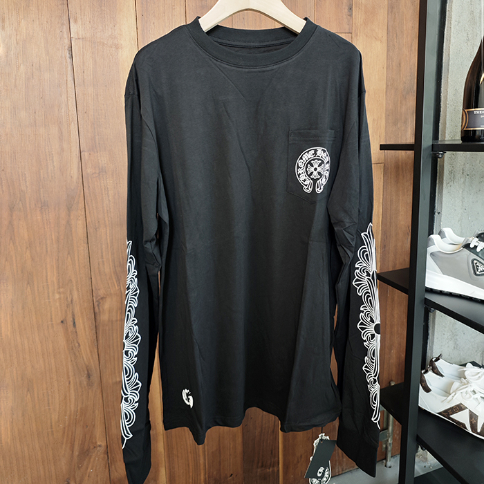 クロムハーツ メンズ ブラック 長袖Tシャツ -   - chr0424x