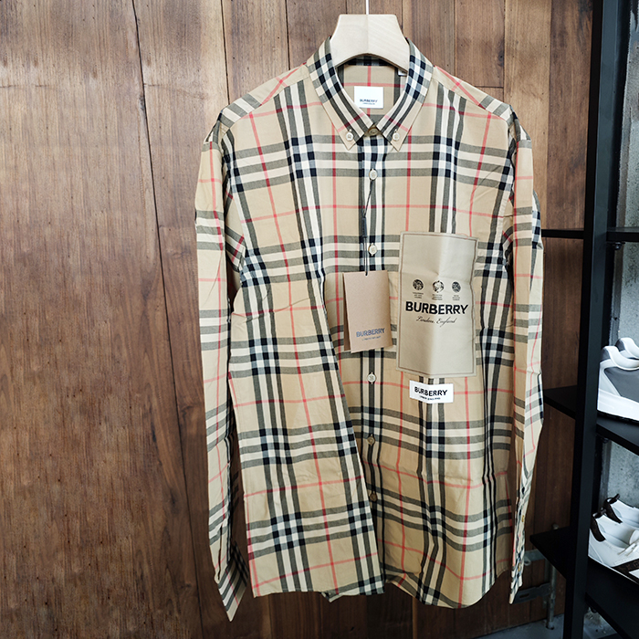 バーバリー メンズ クラシック キャメル シャツ - Camel  - bur04470x