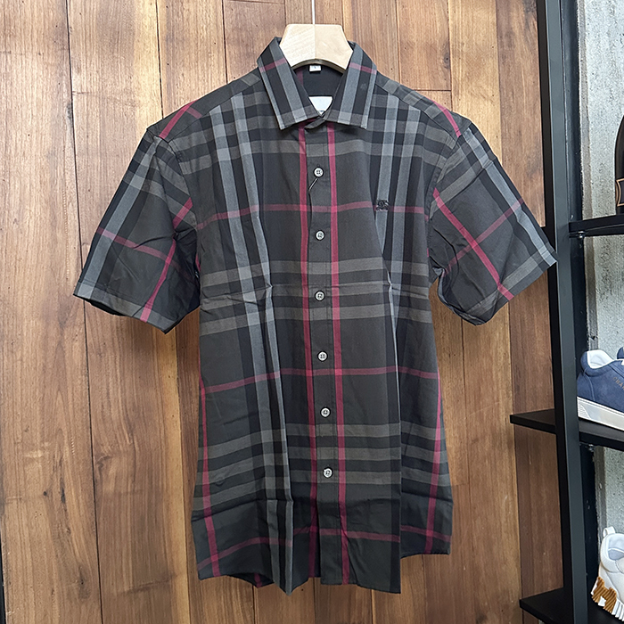 2025 ClassicCheck  - バーバリーメンズ クラシック カジュアル コットン 半袖 シャツ Bur02197x.Sizeブラック