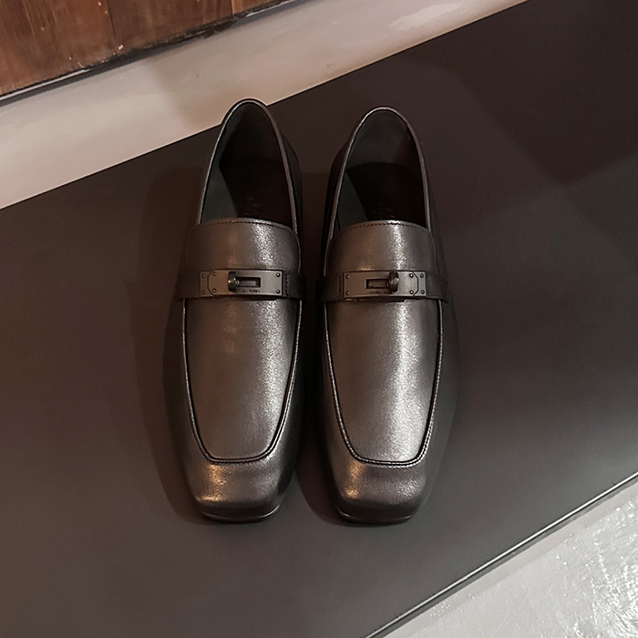 エルメス メンズ シグネチャー ブラックローファー - - her926x