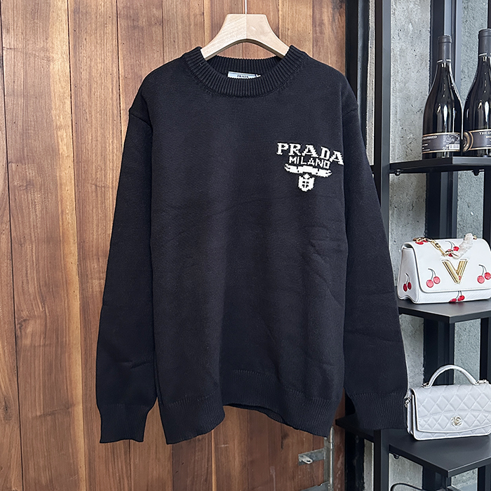 プラダ メンズ クルーネック ブラック セーター -  - pr762x