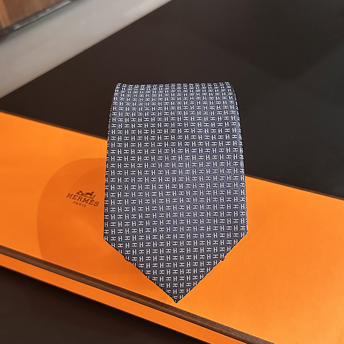 HERMES MENS NECKTIE BLACK - エルメス メンズ ネクタイ ブラック HER00003