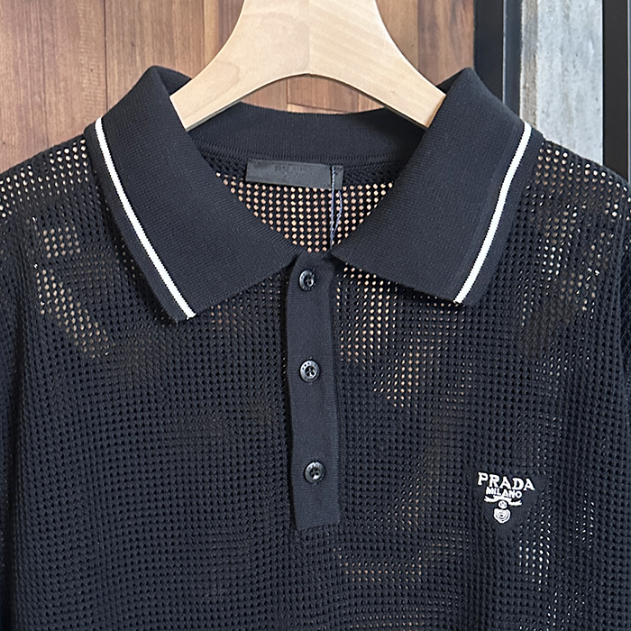 プラダ メンズ ベージュ ポロ 半袖Tシャツ - Short sleeved  - pr372x