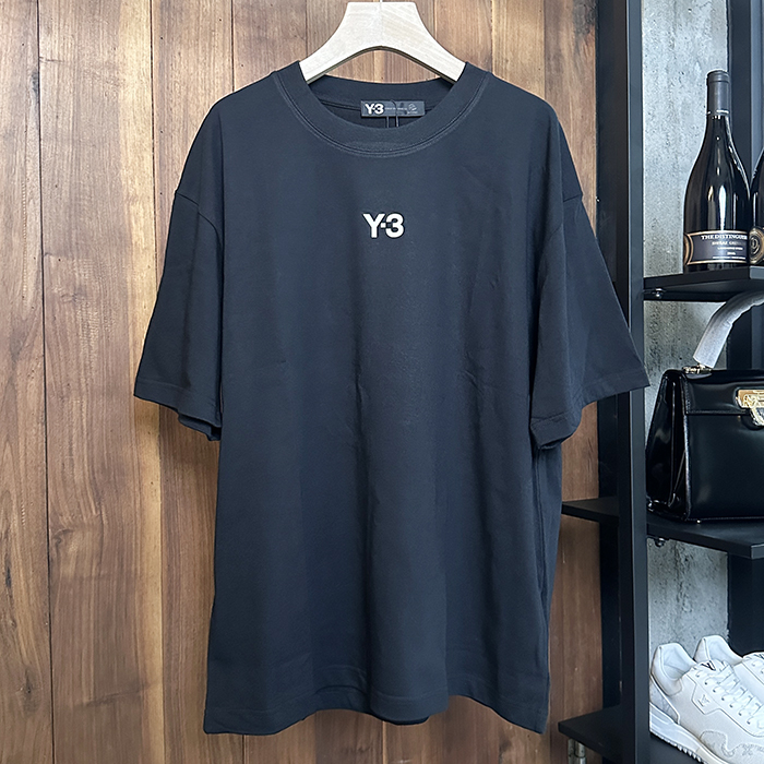 Y-3 Basic Short ワイスリー メンズ LOGO ベーシック コットン 半袖Tシャツ Y3/0102x.Size(xs - l).ブラック