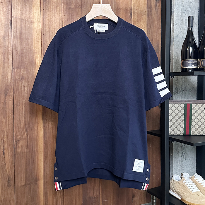 トムブラウン メンズ ネイビー 半袖Tシャツ -  - thc54x
