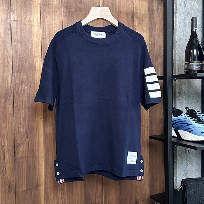 トムブラウン メンズ ネイビー 半袖Tシャツ -  - thc54x