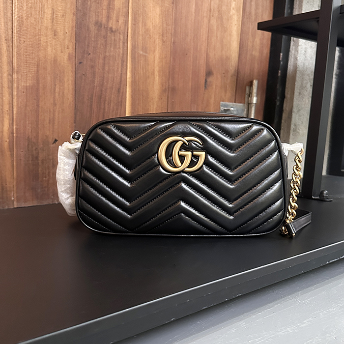 Matlase  Camera,グッチ マモント マトラッセレザー ショルダーバッグ 447632,GUB0548,24cm,ブラック