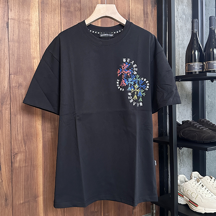 Chrome heartsLogoShort クロムハーツメンズ LOGO カジュアル 半袖Tシャツ Chr0241x.Size(s - 3xl).ブラック