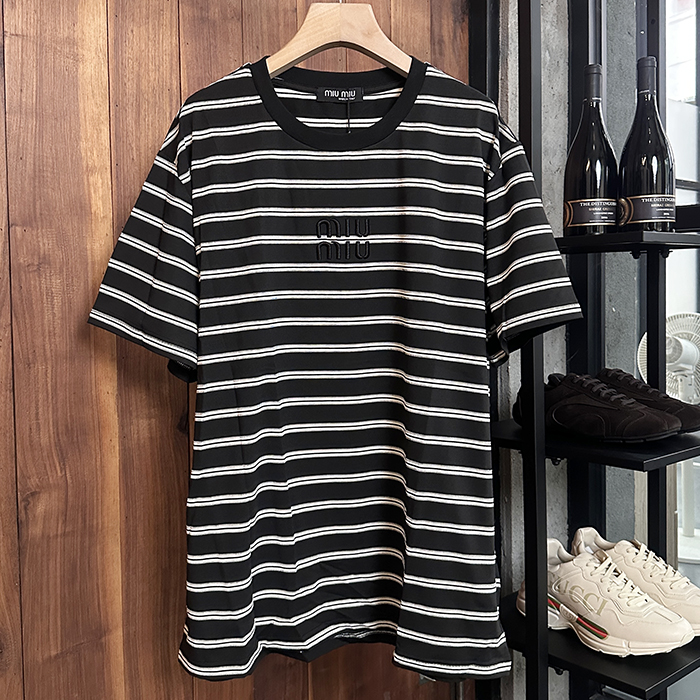 ミュウミュウ メンズ ラウンドネック半袖Tシャツ -  Round- mic7579x