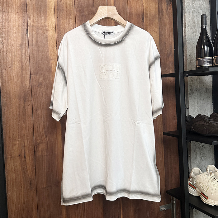 ミュウミュウ メンズ ラウンドネック半袖Tシャツ -  Round- mic7564x