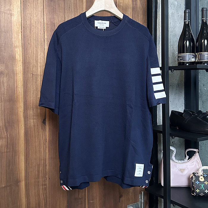 トムブラウン メンズ ネイビー 半袖Tシャツ -  - thc54x