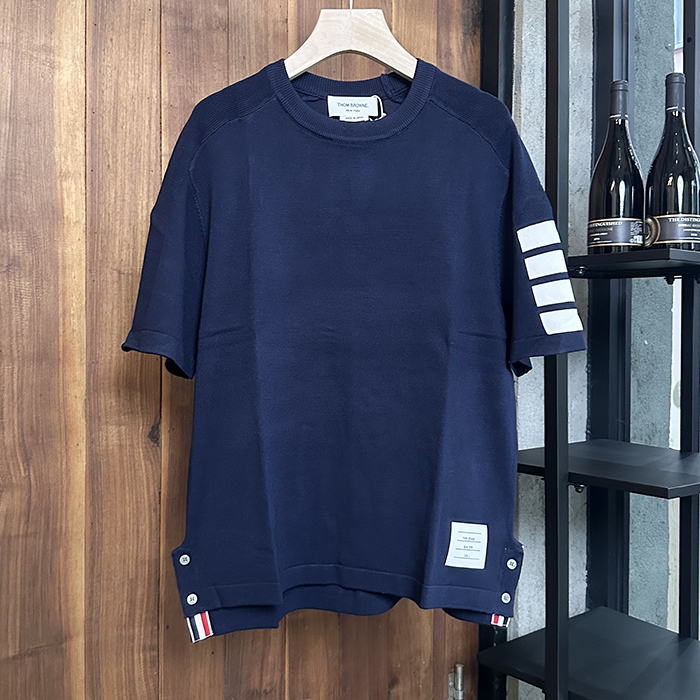 トムブラウン メンズ ネイビー 半袖Tシャツ -  - thc54x