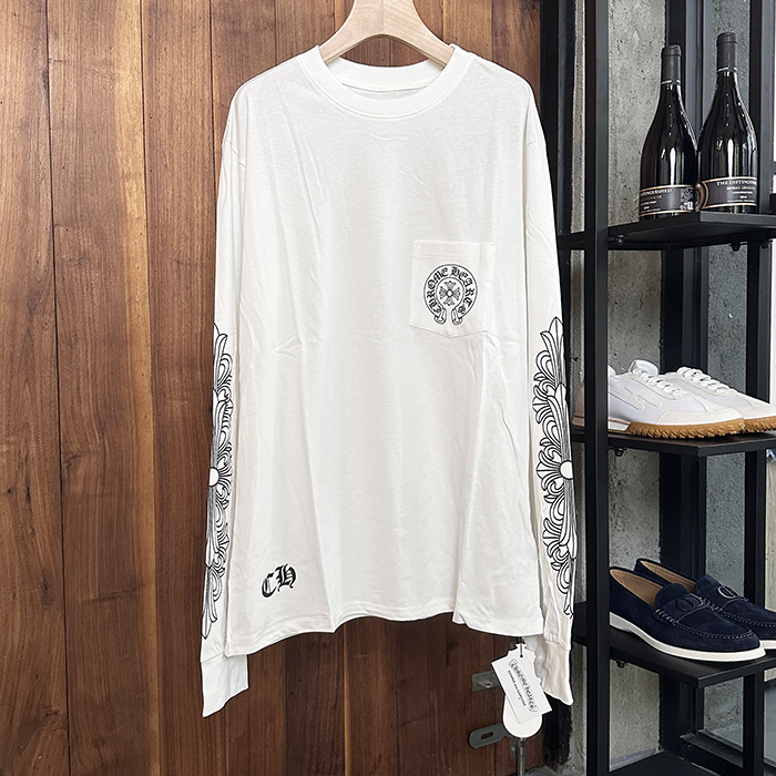 クロムハーツ メンズ ホワイト 長袖Tシャツ -  Wihte  - chr0423x