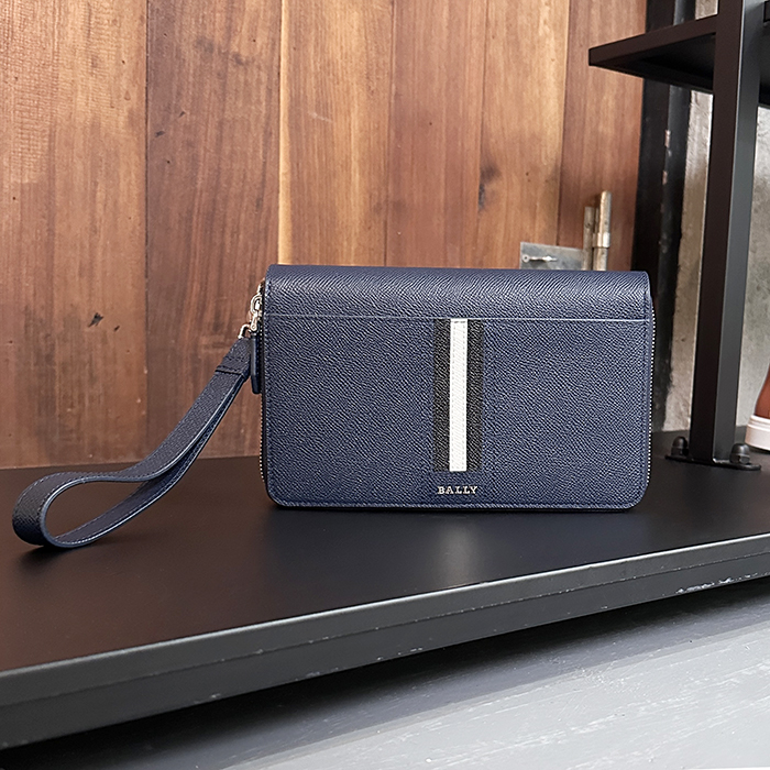 Bally - バリー 2025レザーメンズ クラッチバッグ BALB0075,ネイビー