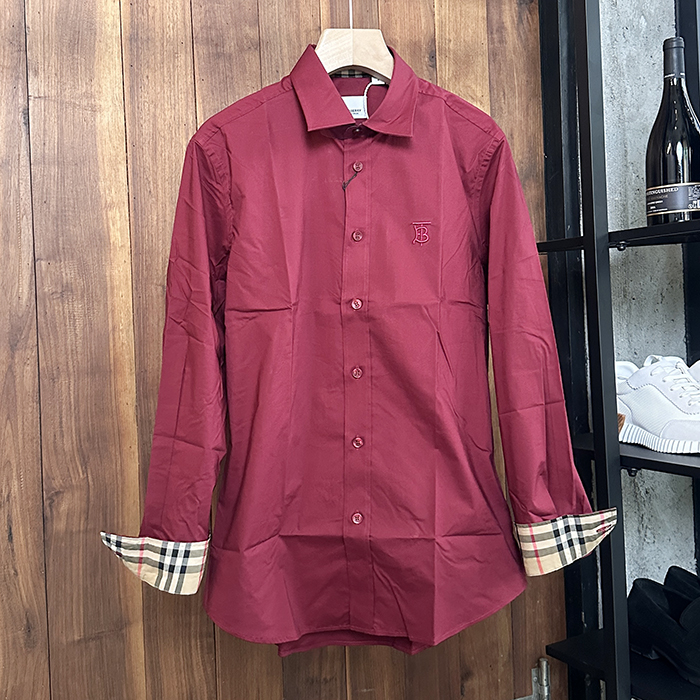 バーバリー メンズ クラシック バーガンディ シャツ - burgundy  - bur04243x