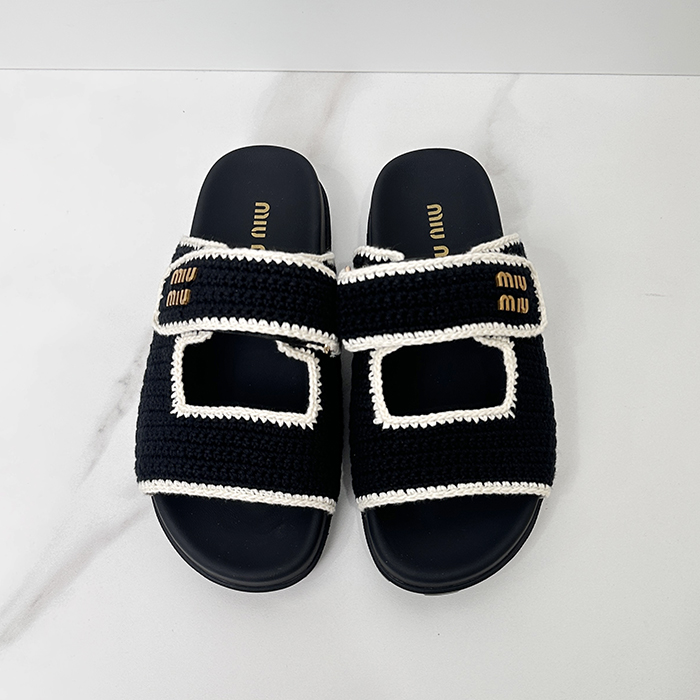 ミュウミュウ レディース クロシェ ニット スライド -   Crochet Knit Slide - mis6985x