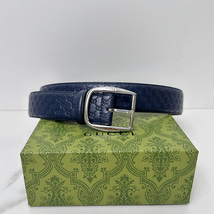 グッチ メンズ 마이크로 시마 ネイビー ベルト -Belts - bel0164x