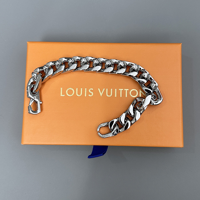 ルイヴィトン メンズ モノグラム チェーン リンク ブレスレット シルバー M69988  -   - acc268x