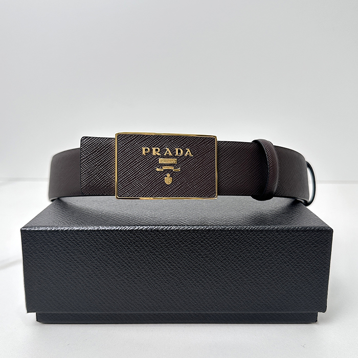 2019 Saffiano   - プラダ メンズ  サフィアーノ ビジネスレザーベルト Pra0423x.ブラウン