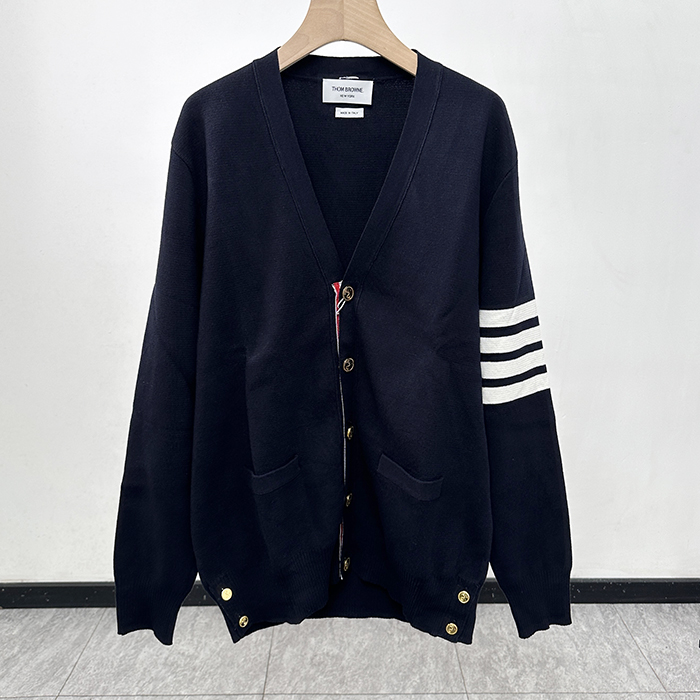 Strap   - トムブラウンメンズ ストラップ Vネック カーディガン Thom01174x.Size(m - 2xl).ネイビー