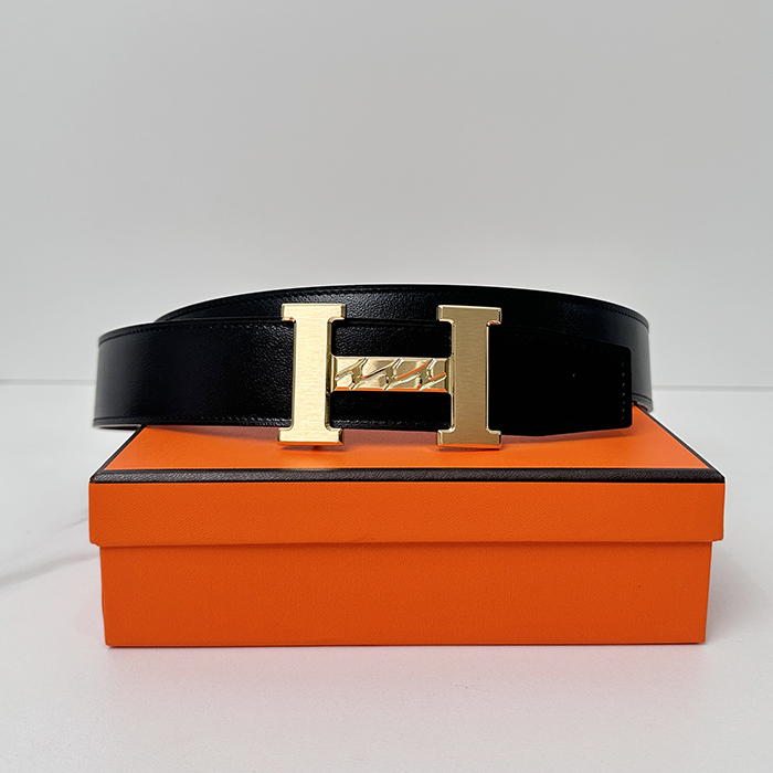 エルメス メンズ H Gourmette バックル リバーシブル ベルト -  H Gourmette Buckle  - bel341x