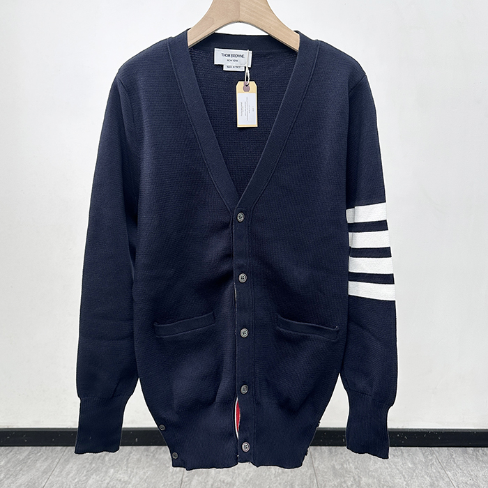 トムブラウン メンズ Vネック ネイビー カーディガン -  - thom0607x