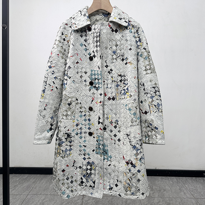 ボッテガヴェネタ レディース プリント イントレッチアート レザーコート -  Printed   - bvc8074x