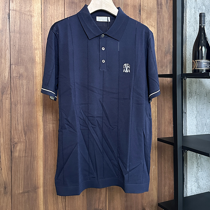 ブルネロクチネリ メンズ ネイビー ポロ 半袖Tシャツ -  Cucinelli - brc895x
