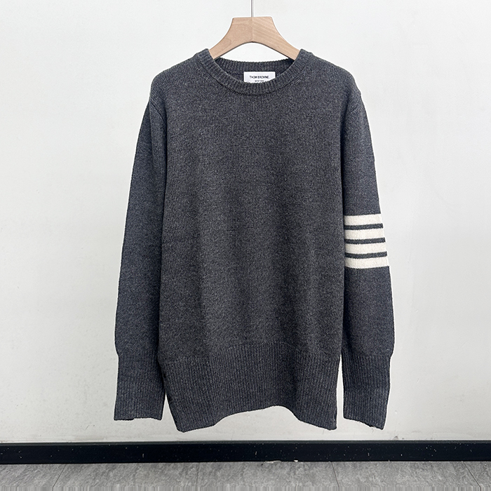 Strap    Gray - トムブラウンユニセックス ストラップ クルーネック ウール セーター Thom01492x Size グレー