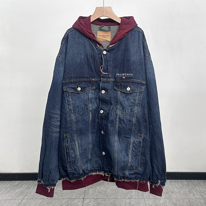 バレンシアガ メンズ デニム フード ジャケット -  Denim  - bac8484x