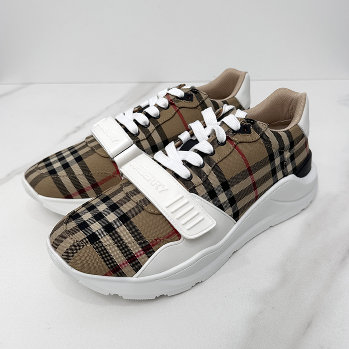 バーバリー メンズ ベルクロ キャメル スニーカー - Camel  - bur04418x