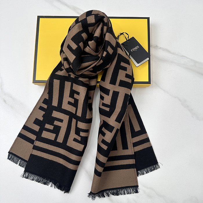 フェンディ FFLOGO ウールシルク マフラー - dd159x