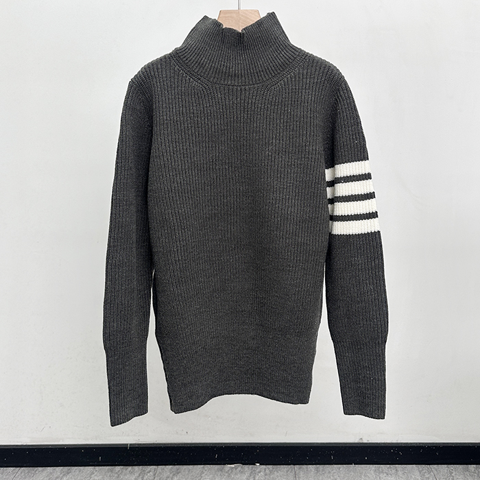 2019 Strap - トムブラウンメンズ ストラップ ウール セーター Thom015x.Size(m - xl).2(グレー/チャコール)