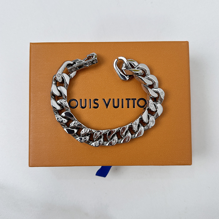 ルイヴィトン メンズ モノグラム チェーン リンク ブレスレット シルバー M69988  -   - acc268x
