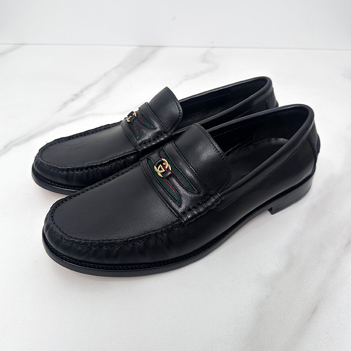 グッチ メンズ LOGO ブラックローファー -- guc05090x