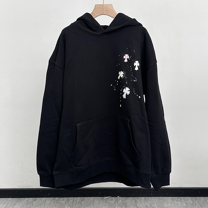 クロムハーツ ユニセックス ブラック フーディーTシャツ -  - Chr0462x