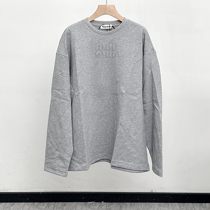 ミュウミュウ ユニセックス ラウンドネック長袖Tシャツ - Round- mic7909x