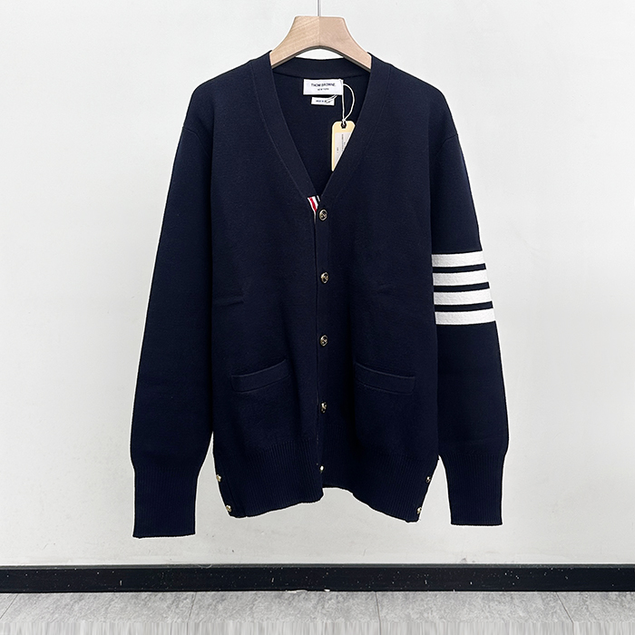 Strap   - トムブラウンメンズ ストラップ Vネック カーディガン Thom01174x.Size(m - 2xl).ネイビー