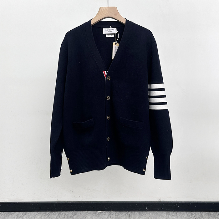 Strap   - トムブラウンメンズ ストラップ Vネック カーディガン Thom01174x.Size(m - 2xl).ネイビー