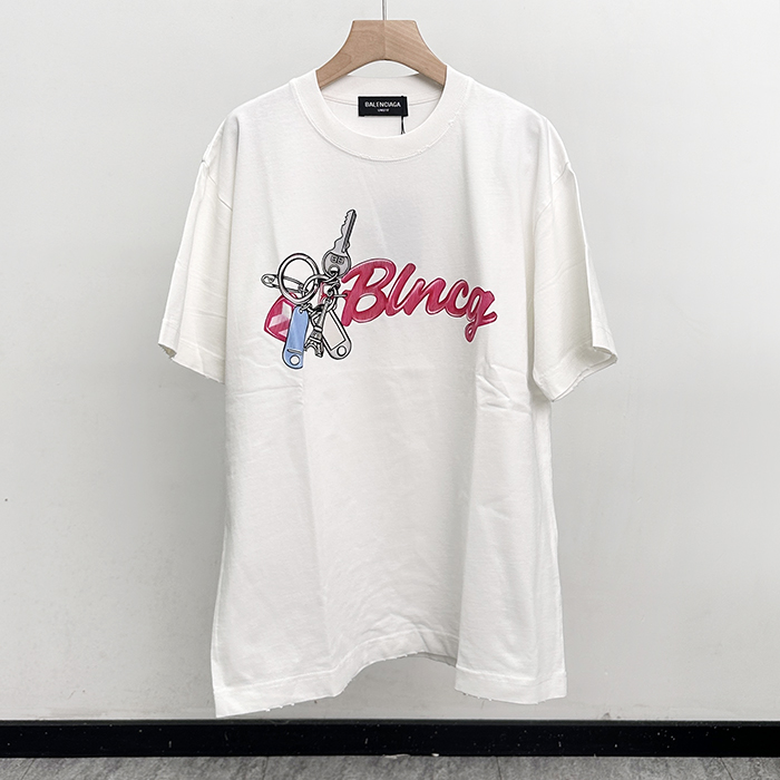 バレンシアガ メンズ ラウンドネック半袖Tシャツ -  Round- bac6591x