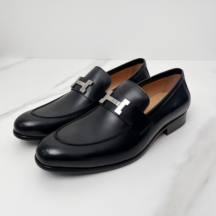  エルメス メンズ Paris ブラックローファー - - her0779x