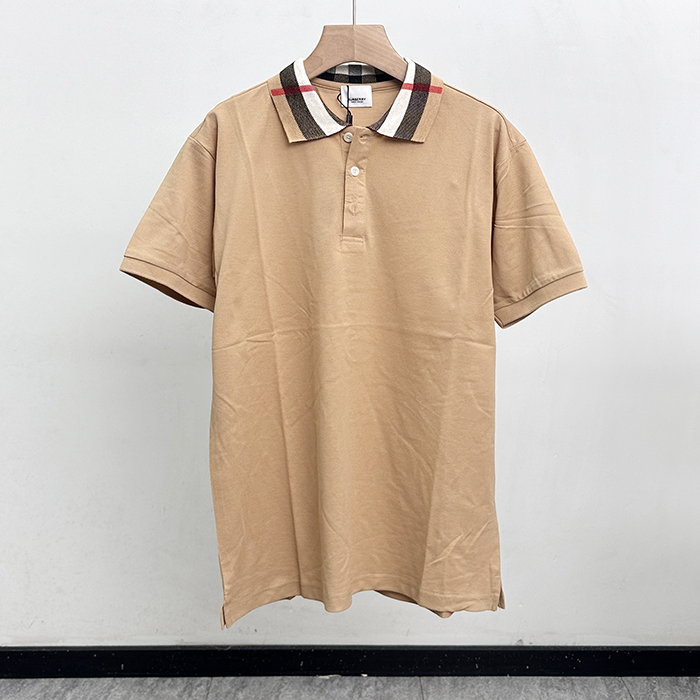 バーバリー メンズ ベージュ クルーネック 半袖Tシャツ - Short bu219x