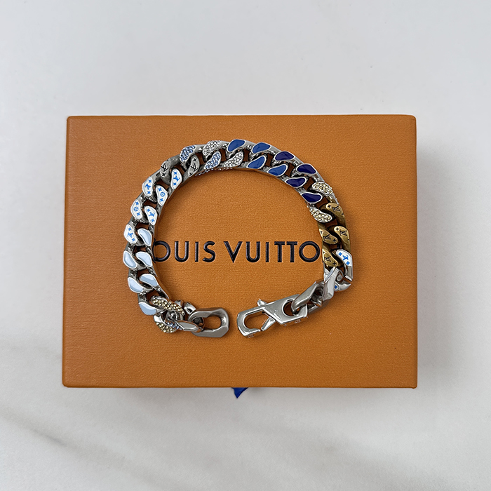 ルイヴィトン メンズ モノグラム チェーン ブレスレット シルバー  -   - acc267x