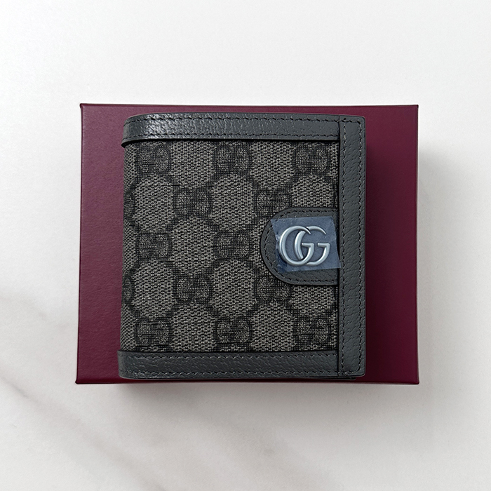  - グッチ シュプリーム メンズ 二つ折り財布 GUW0116.Size(10cm).ブラック