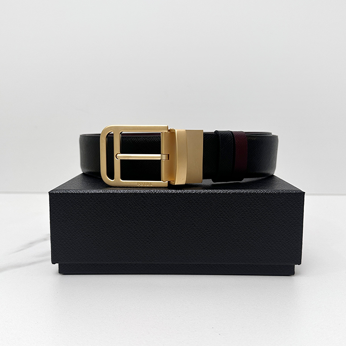 Prada Belt,3.5cm - プラダメンズレザーベルト,3.5cm,PRABT0050,ブラック