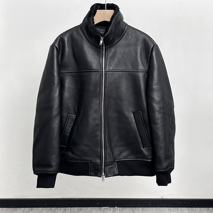 プラダ メンズ ブラック レザージャケット - - cl131x